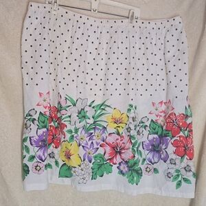 Blair Vintage Womens White Floral Skirt Polka Dot Colorful